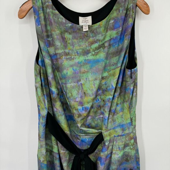 Maggy Boutique Suzi Chin Dress Size 14 Multicolor Sleeveless Belted Waist Polyes - Picture 5 of 10